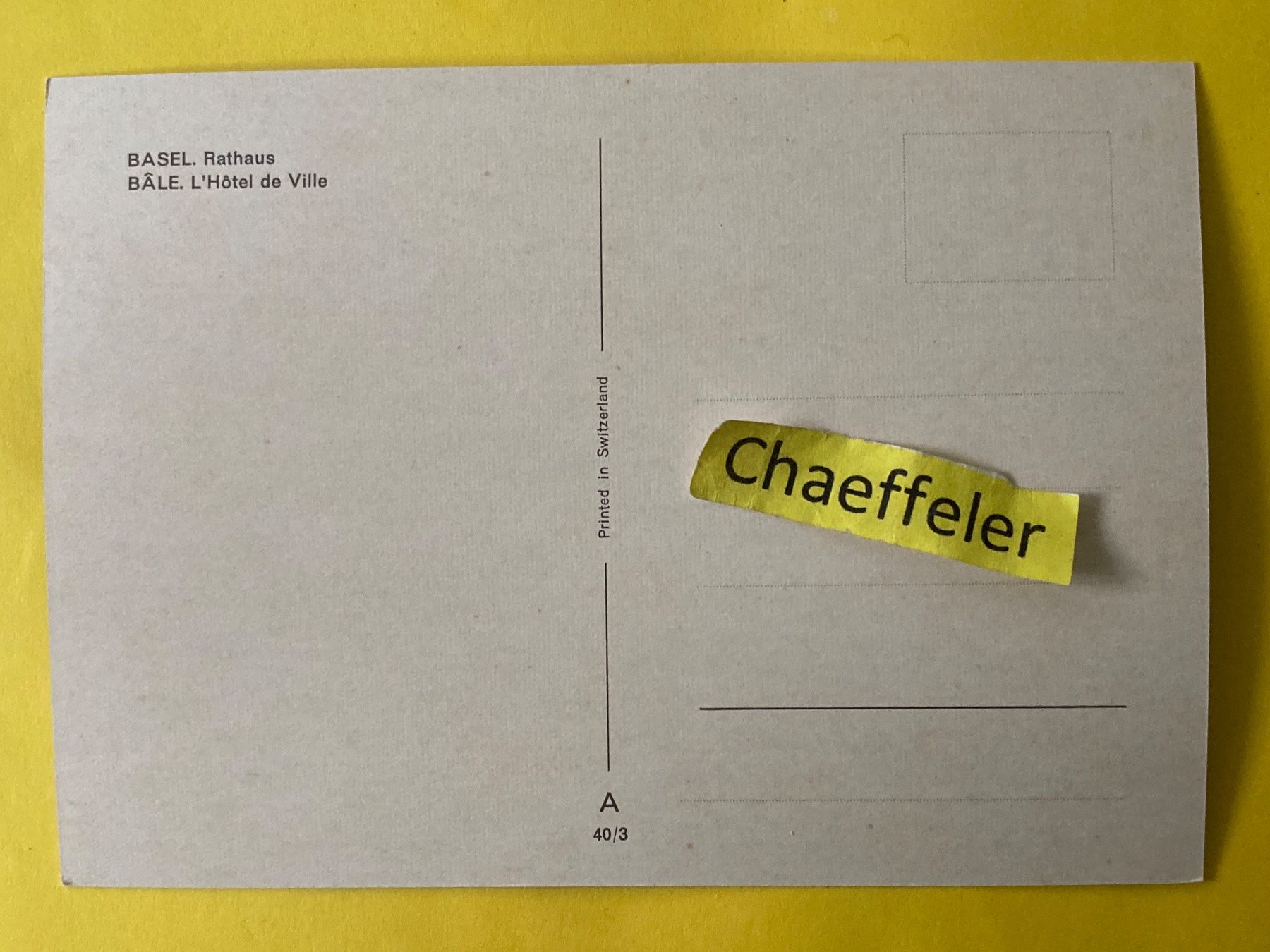 Cartoline postali: Basel, Rathaus – Usato da Zürich venduto da Chaeffeler 1