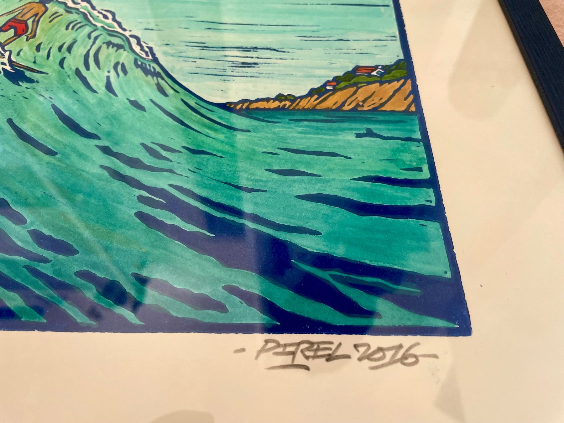 Foto & Immagini: Original Stéphane Pirel - Surf à Bidart - Linolschnitte – Usato da Zürich venduto da molok78 1