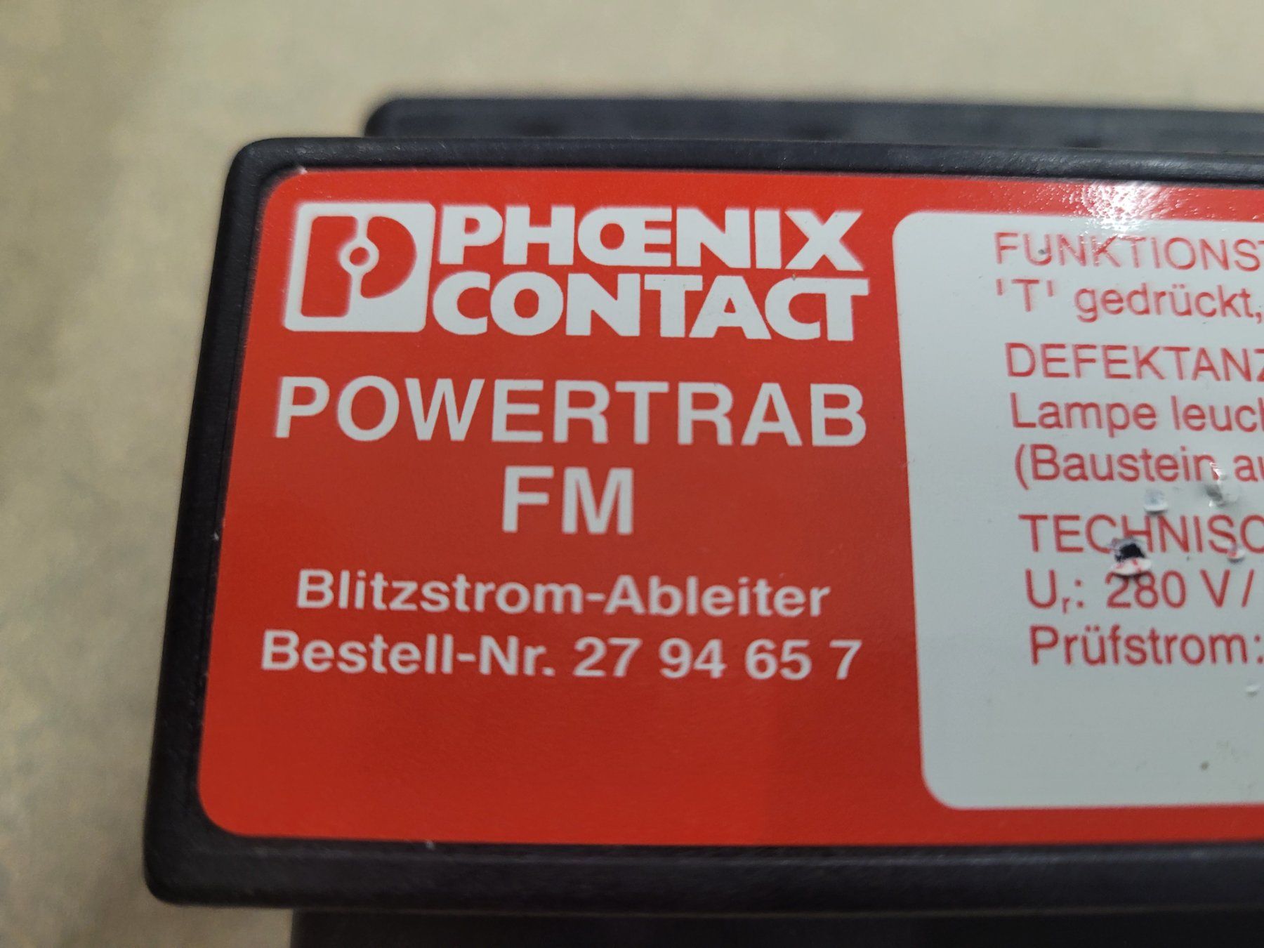 Phoenix Contact Componenti elettronici: Phoenix Contact Powertrab FM Blitzstrom-Ableiter / 27 94 657 – Usato da Vitznau venduto da Vitznau84 1