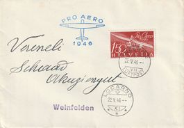 Flugpost Brief-Luzern-Locarno-Weinfelden-1946