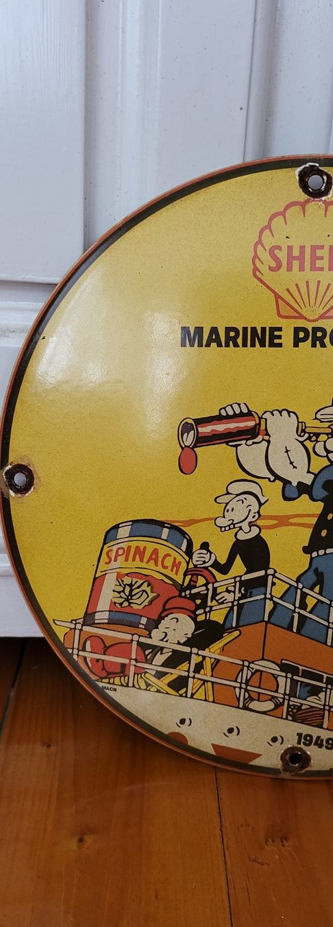 Shell Insegne: Emaille Shell Marine Produkts mit Popeye.. – Usato da Wallenwil venduto da Md111 3