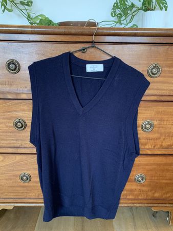 Gilet bleu St Michael Botany, 100% laine merino,taille XL