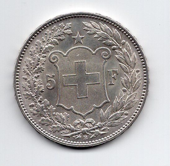 Tutti le monete: (1234) CH, 5 Franken 1909, top stgl – Usato da Rüthi (Rheintal) venduto da erdnuessli1