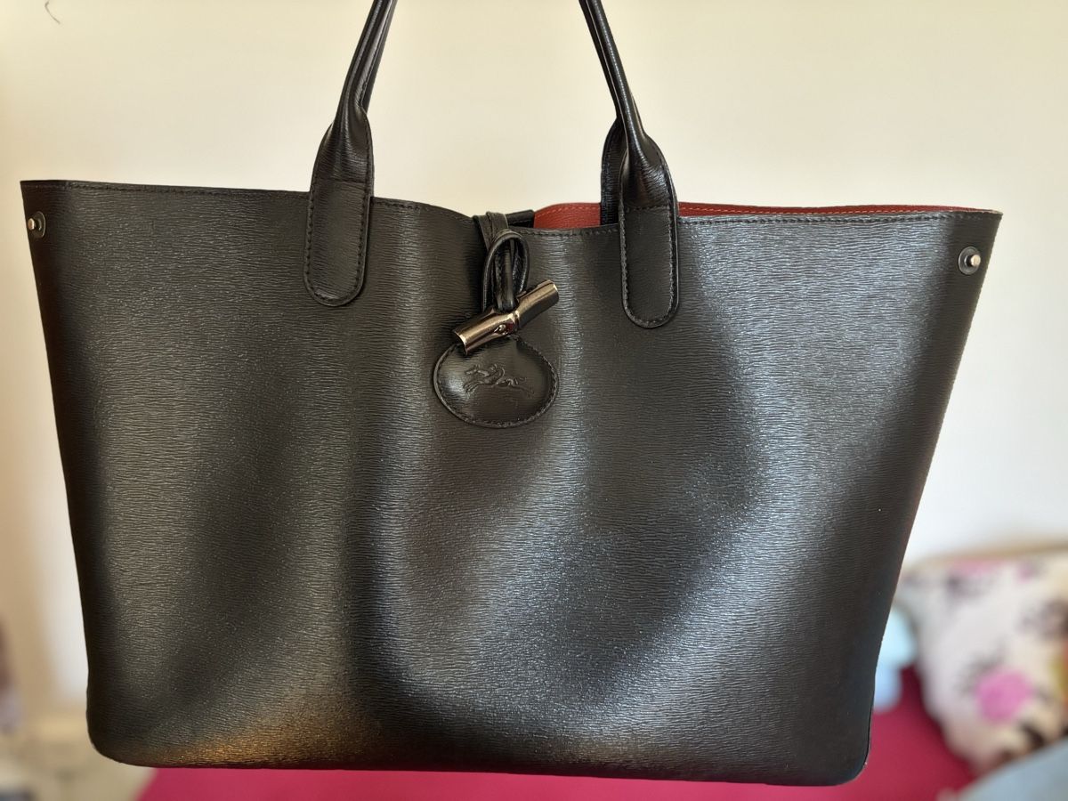 Longchamp Borse da donna: Longchamp Tasche,Leder-Version / Schwarz & innen Rot – Usato da Zürich venduto da mgu_s6k6