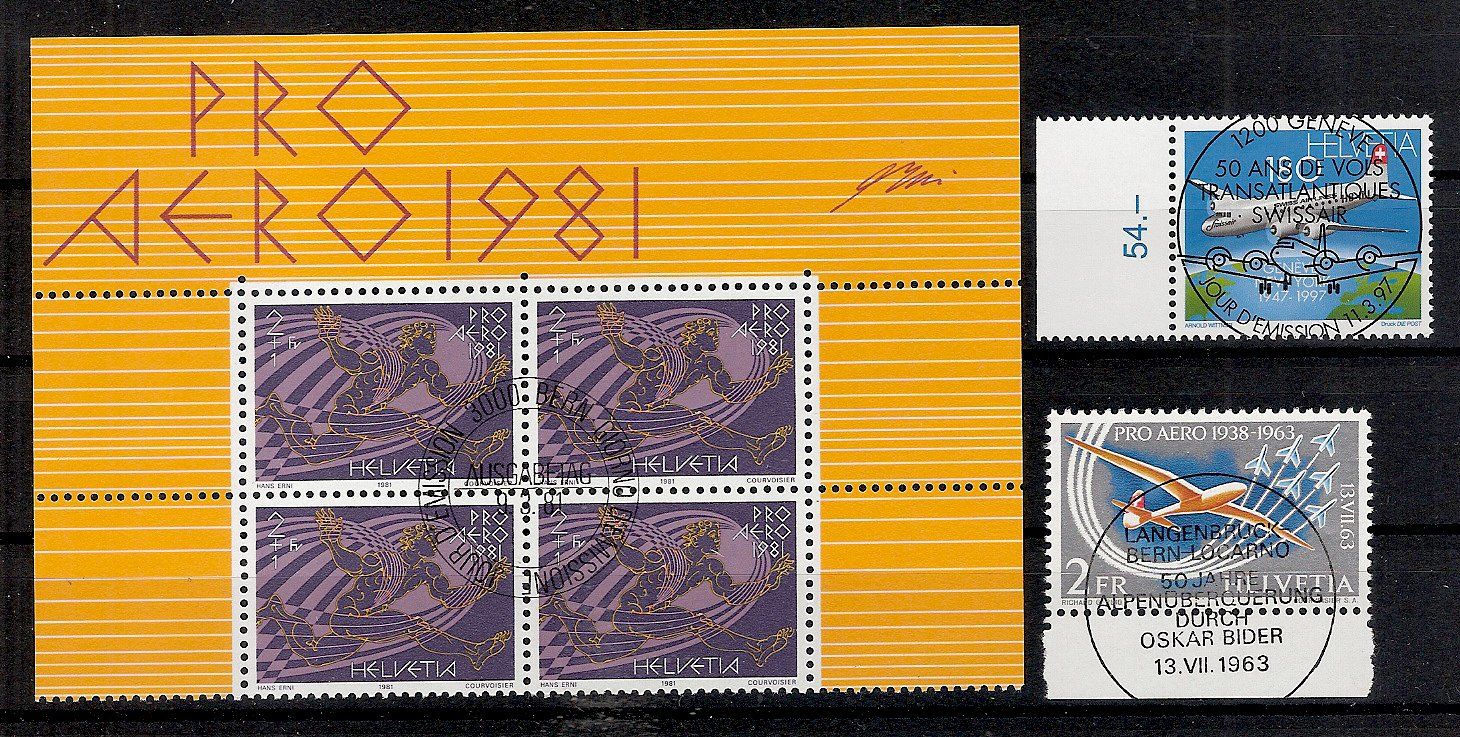 Tutti i francobolli: Pro Aero 1963/81/88 – Usato da Jegenstorf venduto da Wintersport