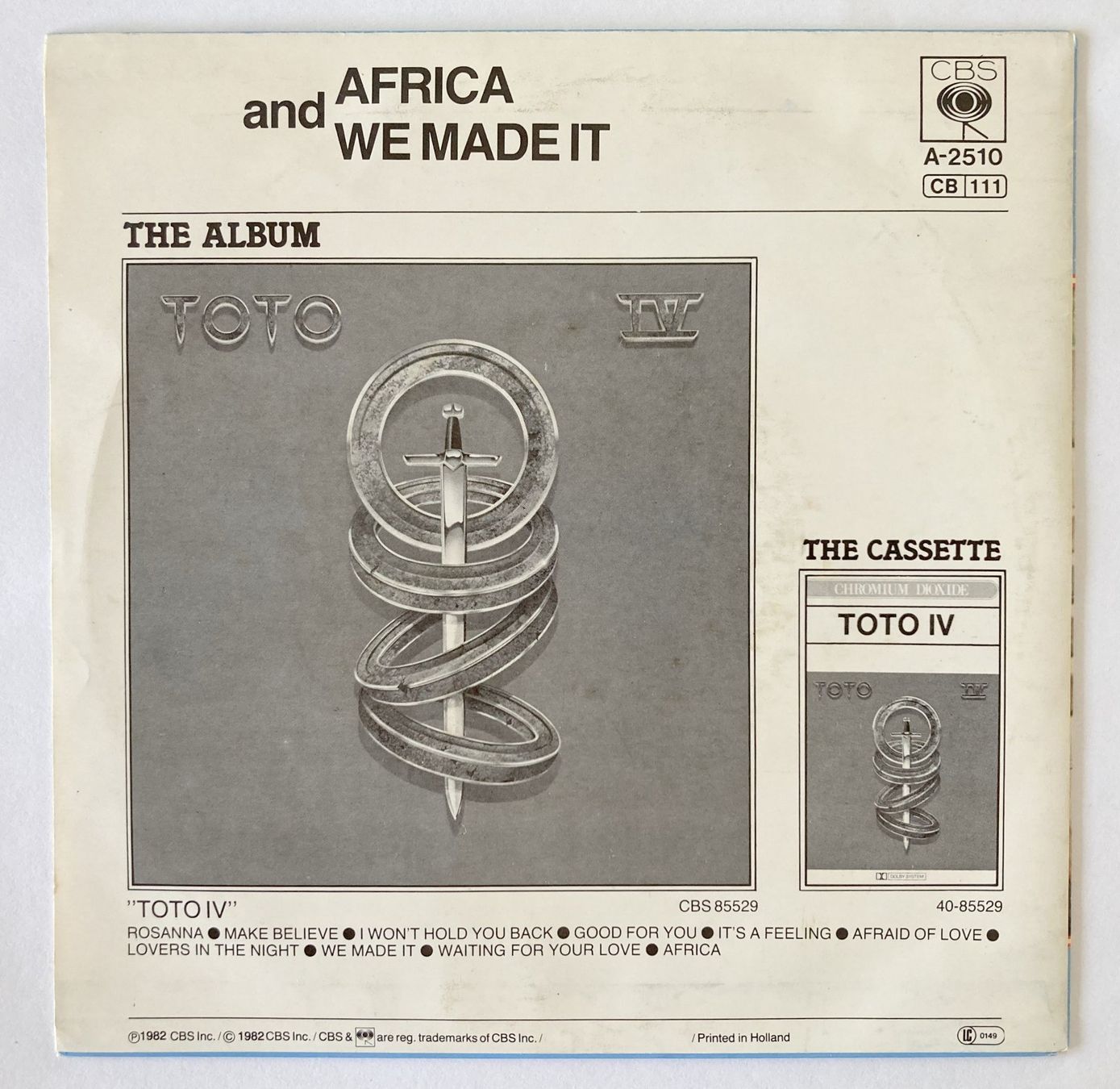 Schallplatten: TOTO - AFRICA – Gebraucht aus Bottens von hotter-than-hell 1