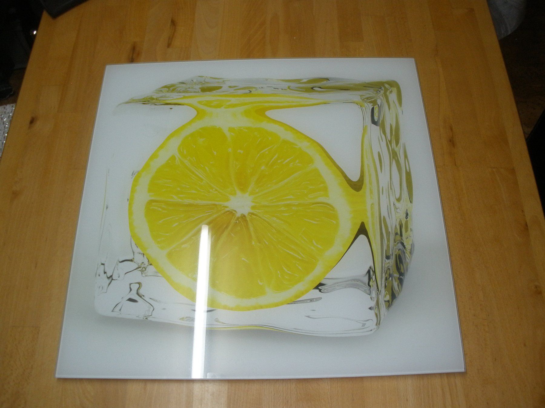 Poster & Bilder: Glasbild Zitrone im Eiswürfel 50 cm – Gebraucht aus Hinwil von Rado56
