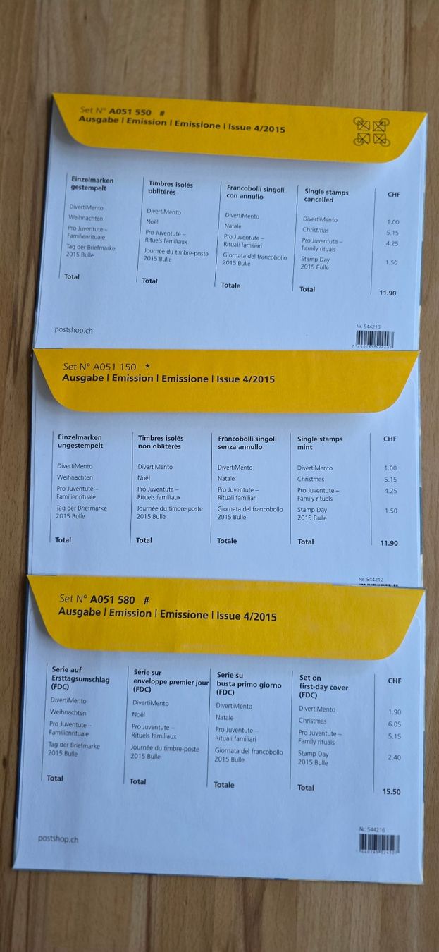 Tutti i francobolli: CH-Briefmarken Jahresausgabe 2015 – Nuovo (secondo la descrizione) da Wettswil venduto da Schnuebe 7