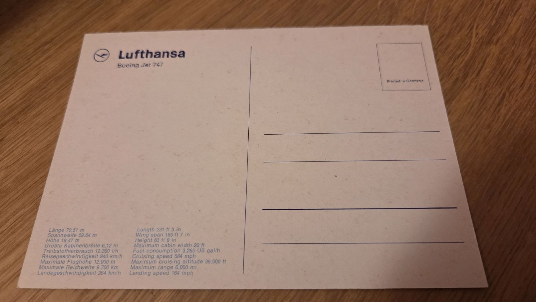 Cartes postales: Ansichtskarte Lufthansa Boeing Jet 747 – D'occasion à Arni AG par Moth68 1