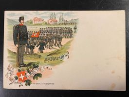 Postkarten Ansichtskarte Soldatengruss Künzli Zürich Vintage