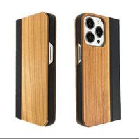 iPhone 16 pro Hülle Kirsch-Holz mit Leder