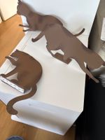 3x Deko-Katzen Silhouette aus Metall – Edelrost-Optik (Kante