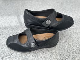 Solidus Halbschuhe Leder schwarz Klettverschluss Grösse 37