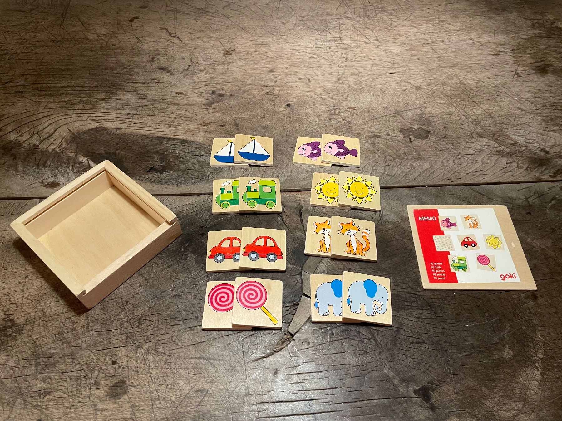 Giochi: Goki Memo Spiel Holz, 16-teilig – Usato da Zuoz venduto da ViRuFu 1