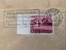 Pro Patria 12. X 1952 Zürich 1 mit schönem Stempel