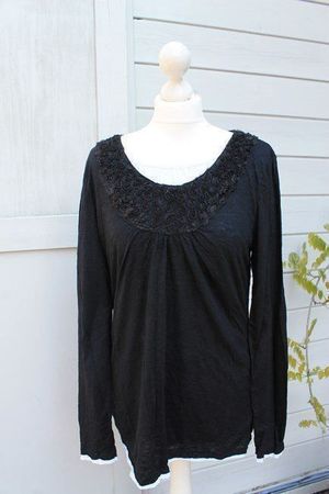 Sweat noir/blanc fleurs noires NORWISS