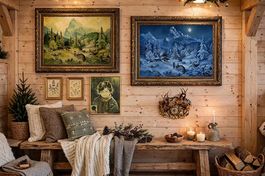 Lot déco chalet  5 tableaux