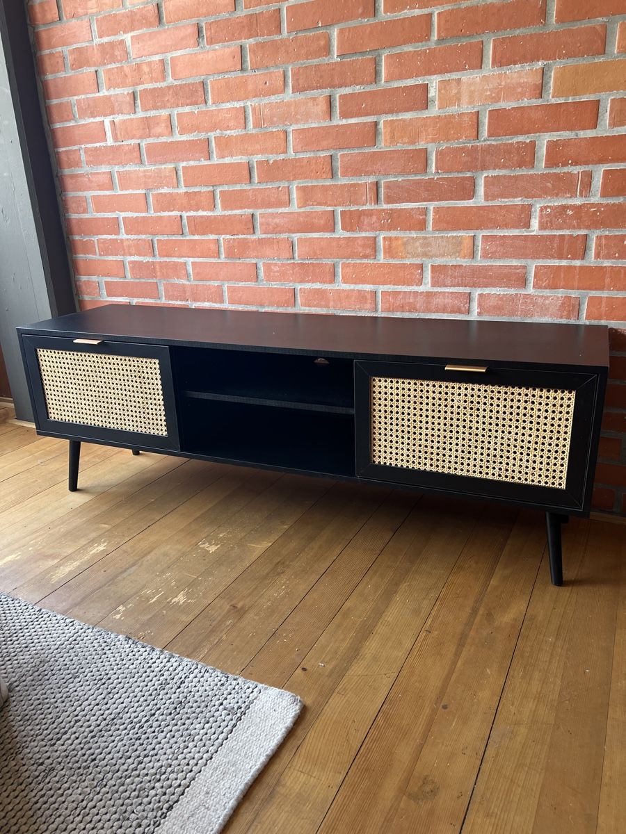 Mobili TV: TV Möbel Sideboard schwarz mit Rattan  – Usato da Biel/Bienne venduto da mona222