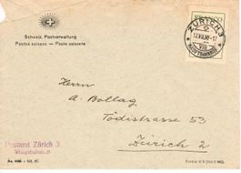 Brief, Schweiz. Postverwaltung - Franco Zettel Zürich 1930