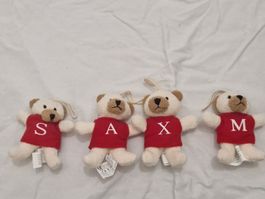 4 LBVYR Teddy Weihnachtsanhänger mit Buchstaben ca. 10 cm