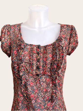 Blusentop- Shirt mit Blumenmuster, Gr. S