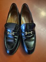 Schwarze Leder Slipper Loafer Rivecoure 39