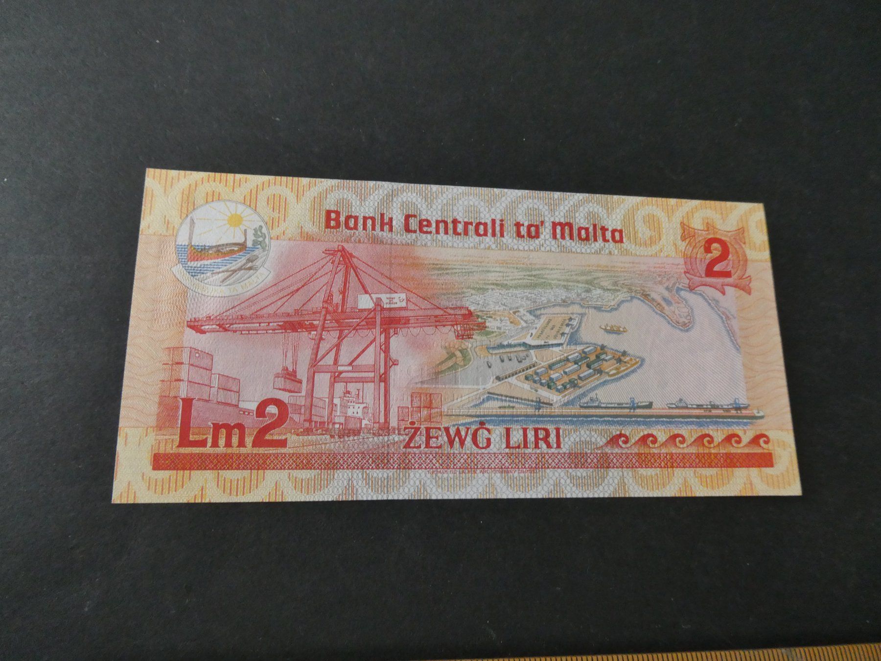 Banconote: Malta 1967, 2 Liri   ungefaltet – Usato da Hinterforst venduto da Rohusri 1