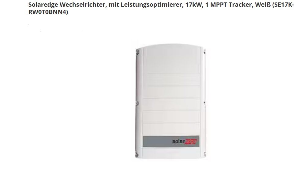 SolarEdge Inverter: Wechselrichter Solaredge SE 17K - RW0 – Nuovo e nell'imballaggio originale da Kägiswil venduto da kw7_5pg8