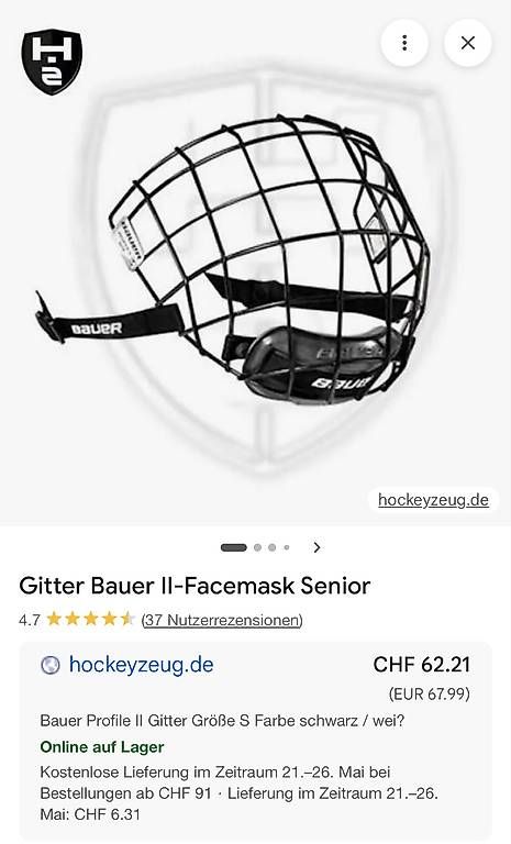Bauer Caschi: Eishockeyhelm + Gitter – Usato da Hittnau venduto da rettus09 4