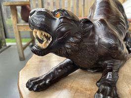 okimono unikat, tiger, panther, original, japan, antik