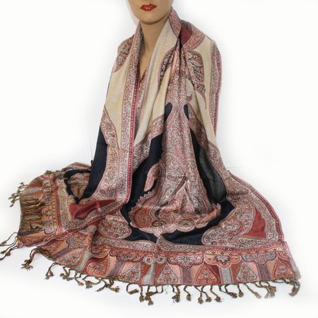 Damenschal Schal Viskose Paisley Pashmina 200x70 Beige 511