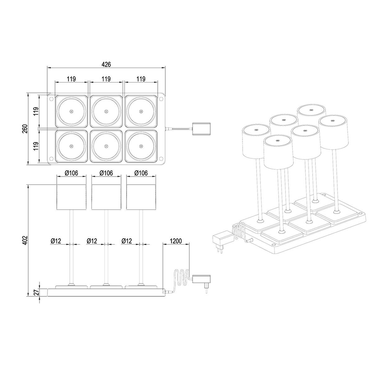 Lampade: LED Aussen Tischleuchte, 6er, 40 cm Höhe – Nuovo (secondo la descrizione) da Kreuzlingen venduto da Smart-Light 6