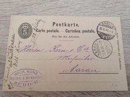 Postkarten Ganzsache zürich - Aarau Optiker & Mechaniker