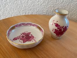 Herend Hungary kleine Vase und Schale handbemalt, Porzellan