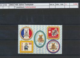 2002 "100 Jahre Teddybär" - Heftchenblatt, ** postfrisch
