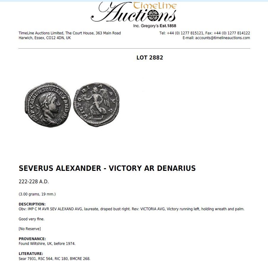 Tutti le monete: SEVERUS ALEXANDER silver denarius (222-228 AD) – Usato da La Sarraz venduto da classicworldcoins 1