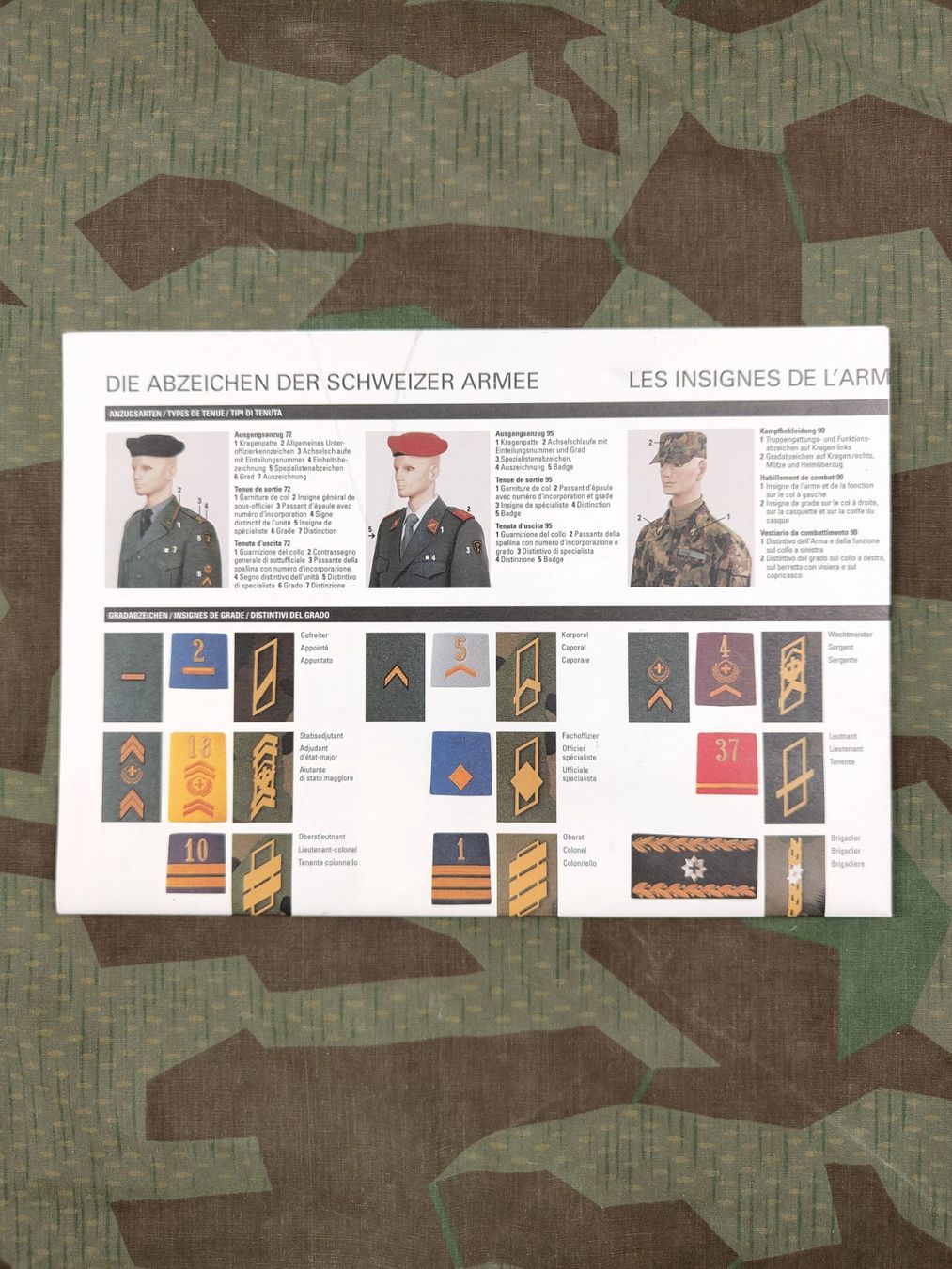 Schweizer Armee Uniformi: Formular 03.100/III, DIE ABZEICHEN DER SCHWEIZER ARMEE, 1996 – Usato da Bauma venduto da SwissMilitaria 2