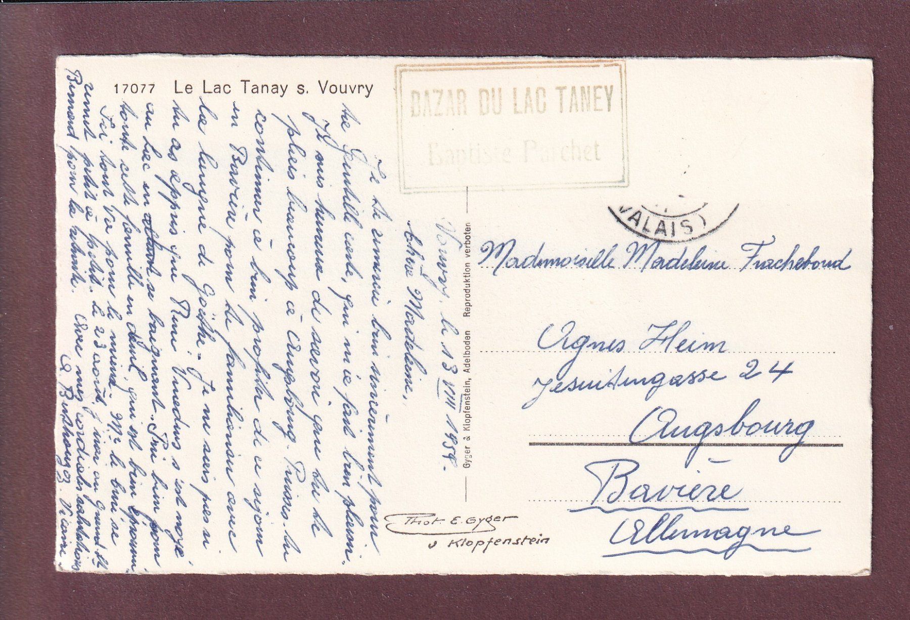 Cartoline postali: LAC TANAY sur Vouvry - 1959 – Usato da Pully venduto da nicecards 1