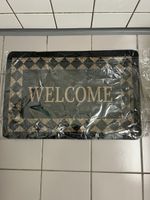 Schicke Fussmatte "WELCOME" schwarz/gold Glitzer NEU