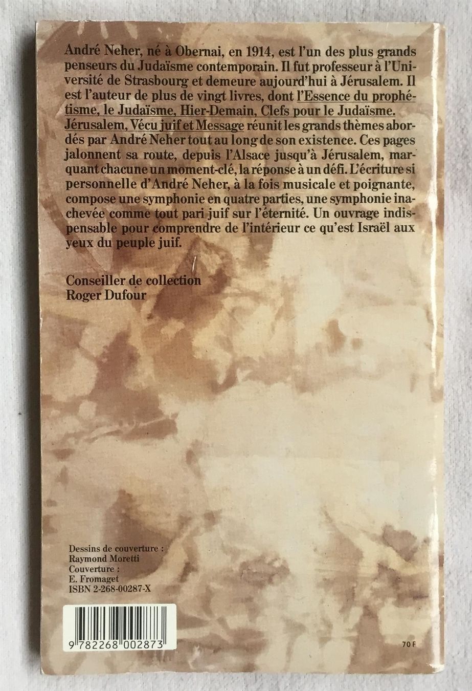 Libri: André Neher Jérusalem Vécu juif & message Judaïsme Gr.Format – Usato da Genève venduto da Cockattoo 1