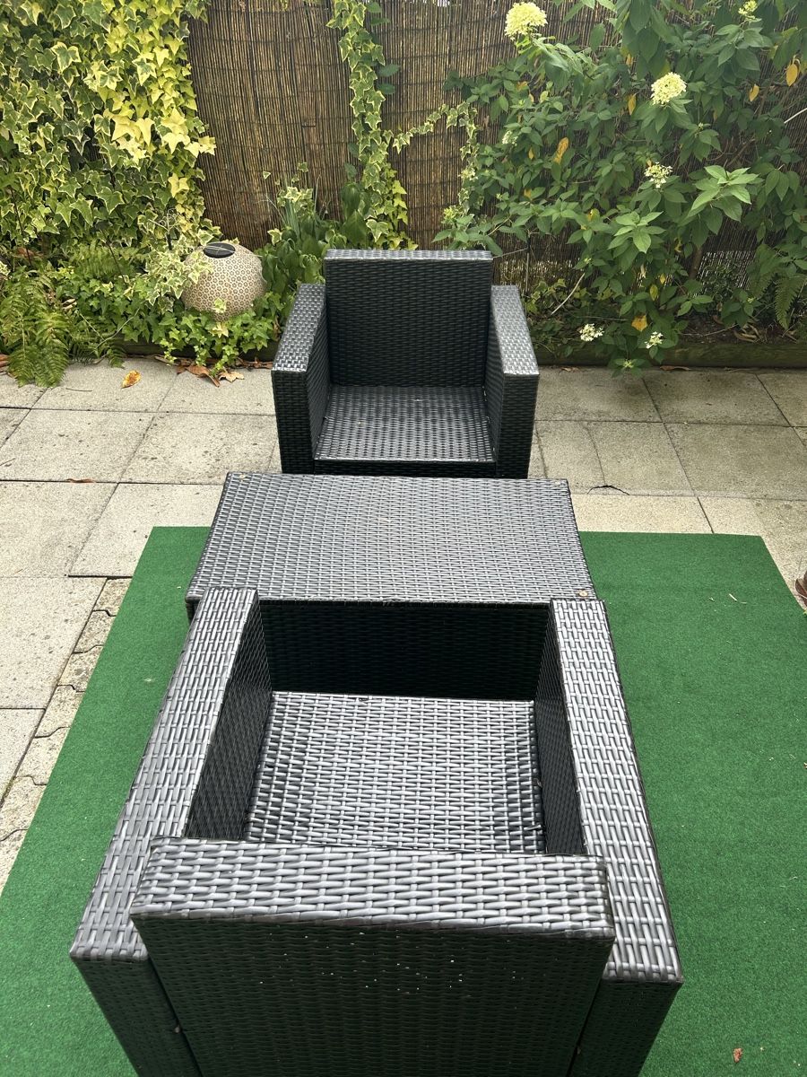 Sessel: Gartenmöbel Set Polyrattan 3-teilig schwarz gebraucht – Gebraucht aus Dättwil AG von coi_5vwk 1