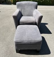 Sessel mit Hocker, grau, guter Zustand