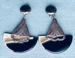 Vintage Art-Déco Ohrclips, Horn