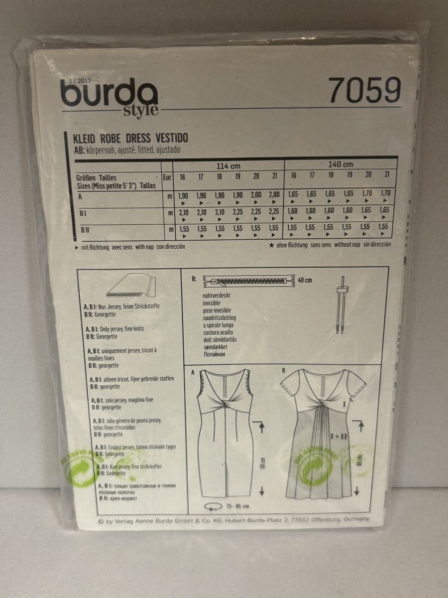 Cartamodelli: Patron Robe Burda 7059 Neuf – Nuovo (secondo la descrizione) da Vessy venduto da _Callidus_ 1