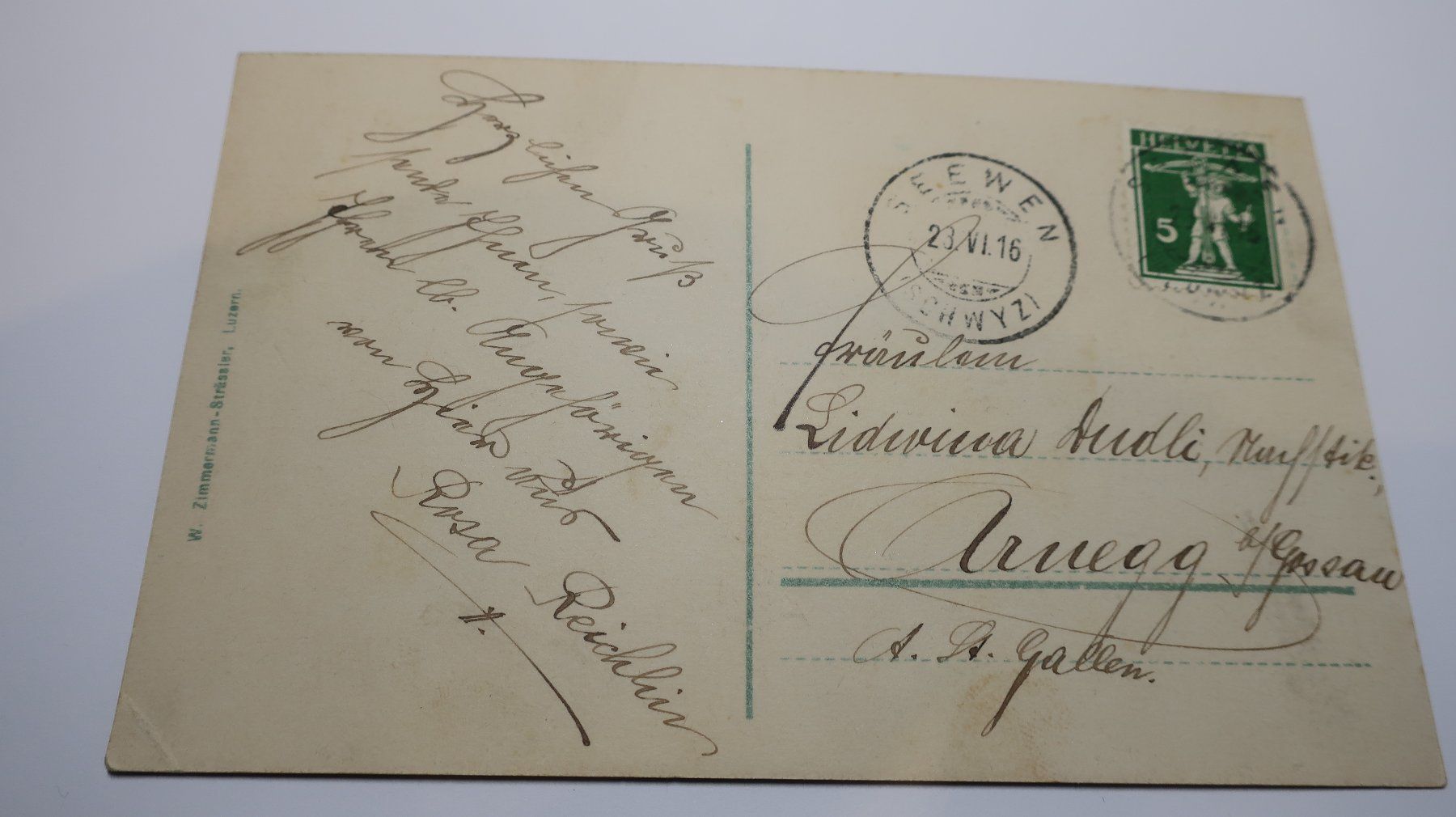 Cartoline postali: Schwyz mit Kollegium  1916 – Usato da Cormoret venduto da Pascalll2001 4
