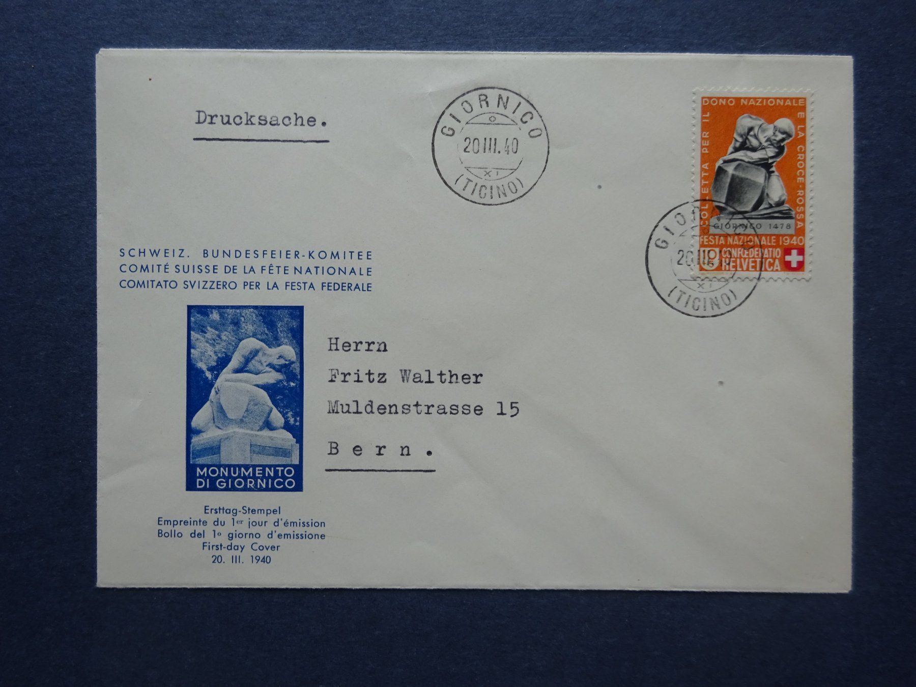 Alle Briefmarken: 1940 Pro Patria B4 auf FDC – Gebraucht aus Appenzell-Steinegg von adi1975