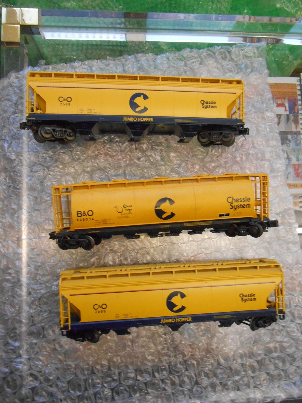 Lionel Modellini di ferrovie: 3x CHESSIE SYSTEM Jumbo Hopper Güterwagen  2 x MTH – Usato da Wohlen AG venduto da timpojim1 1