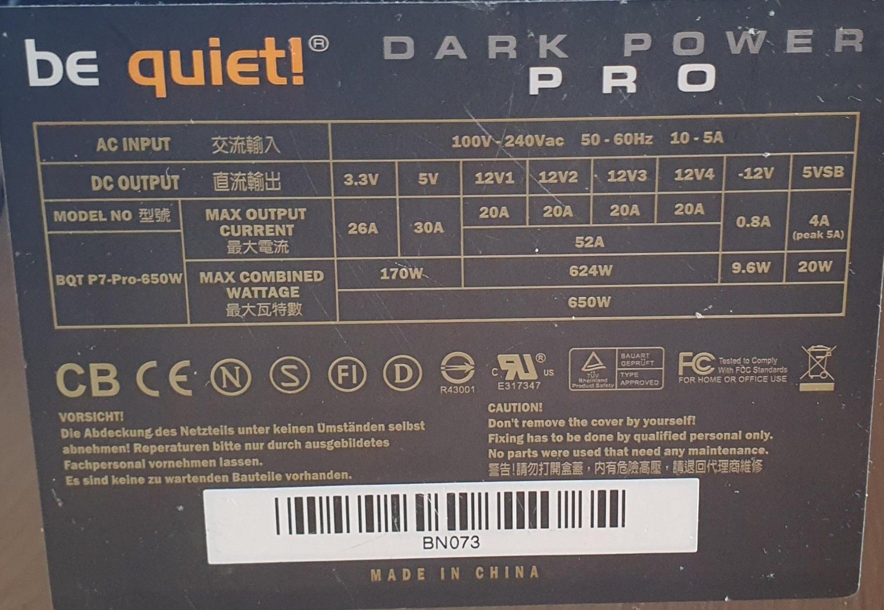 beQuiet! Componenti elettronici: Be Quiet Dark Power Pro (650W) – Usato da Rorschacherberg venduto da Chueli2 2