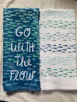 2 Towels "Go with the Flow" Fish Design Summer