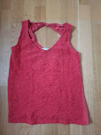 Débardeur Naf Naf dentelle rose, taille M.